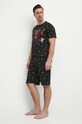 Bavlnené pyžamo pánske so vzorom čierna farba bavlna čierna RW23.PJMA11