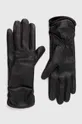 czarny Rękawiczki skórzane damskie kolor czarny Damski