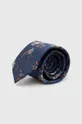 granatowy Krawat męski z motywem roślinnym kolor granatowy Męski