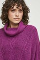 Poncho damskie z golfem kolor fioletowy fioletowy RW23.SAD400