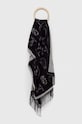 Šál dámsky so vzorom čierna farba látka čierna RW23.SAD600