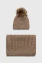 beżowy Zestaw prezentowy - czapka i szalik damski kolor beżowy Damski