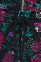 czarny Spodnie dresowe bawełniane damskie w kwiaty kolor czarny