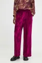 Spodnie damskie gładkie kolor fioletowy fioletowy