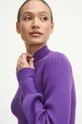 fioletowy Sukienka damska prążkowana midi w stylu casual kolor fioletowy