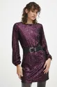 Sukienka damska mini z cekinami kolor fioletowy Materiał główny: 95 % Poliester, 5 % Elastan Podszewka: 100 % Poliester 