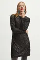 Sukienka damska mini z cekinami kolor czarny czarny