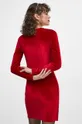 Sukienka damska welurowa kolor czerwony 95 % Poliester, 5 % Elastan 