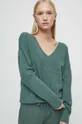 turkusowy Sweter damski z fakturą kolor zielony