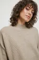 beżowy Sweter damski prążkowany kolor beżowy