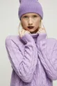 fioletowy Sweter z domieszką wełny damski kolor fioletowy
