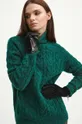 zielony Sweter z domieszką wełny damski kolor zielony