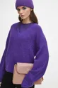 fioletowy Sweter damski gładki kolor fioletowy