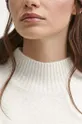 Sweter z domieszką wełny damski gładki kolor beżowy Damski