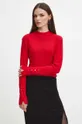 czerwony Sweter damski prążkowany kolor czerwony