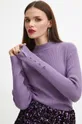 Sweter damski prążkowany kolor fioletowy 50 % Wiskoza, 26 % Poliamid, 24 % Poliester 