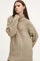 Sweter damski z fakturą kolor beżowy beżowy