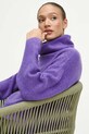 Sweter z domieszką wełny damski gładki kolor fioletowy RW23.SWD805 fioletowy