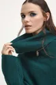turkusowy Sweter z domieszką wełny damski gładki kolor turkusowy