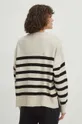 Sweter z domieszką wełny damski w pasy kolor beżowy 70 % Akryl, 30 % Wełna