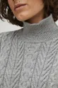 Sweter z domieszką wełny damski z fakturą kolor szary Damski
