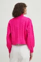 Sweter z domieszką wełny damski z fakturą kolor różowy 70 % Akryl, 30 % Wełna