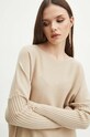 Poncho damskie gładkie kolor beżowy beżowy RW23.SWD975