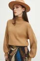Sweter damski gładki kolor beżowy beżowy