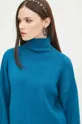 turkusowy Sweter damski gładki kolor zielony