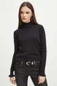 czarny Sweter damski gładki kolor czarny