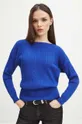niebieski Sweter damski z fakturą kolor niebieski
