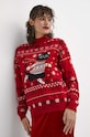 Sveter dámsky vianočný červená farba červená RW23.SWDA00
