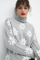 szary Sweter z domieszką wełny damski wzorzysty kolor szary