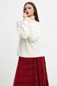 beżowy Sweter damski z domieszką wełny kolor beżowy