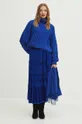 Sweter damski z domieszką wełny kolor niebieski niebieski