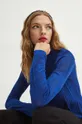 niebieski Sweter damski ażurowy kolor niebieski Damski