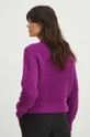 Sweter z domieszką wełny damski z fakturą kolor różowy 56 % Akryl, 25 % Poliamid, 11 % Wełna, 6 % Alpaka, 2 % Elastan