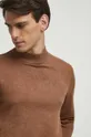 brązowy Sweter męski gładki kolor brązowy Męski