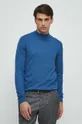 Sweter męski gładki kolor niebieski 70 % Wiskoza, 30 % Poliamid