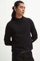 Sweter męski gładki kolor czarny czarny RW23.SWM052