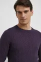 fioletowy Sweter męski z fakturą kolor fioletowy