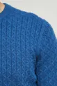 Sweter męski z fakturą kolor turkusowy