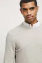 beżowy Sweter bawełniany męski z fakturą kolor beżowy