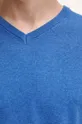 Bavlnený sveter pánsky melanžový modrá farba Pánsky