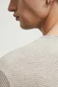 Sweter bawełniany męski z fakturą kolor beżowy Męski