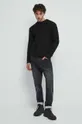 Sweter bawełniany męski z fakturą kolor czarny czarny