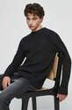 Sweter bawełniany męski z fakturą kolor czarny RW23.SWM503 czarny