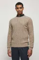Sweter z domieszką wełny męski melanżowy kolor beżowy beżowy