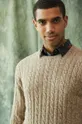 beżowy Sweter z domieszką wełny męski melanżowy kolor beżowy