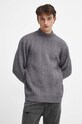 Sveter s prímesou vlny pánsky šedá farba sivá RW23.SWM805